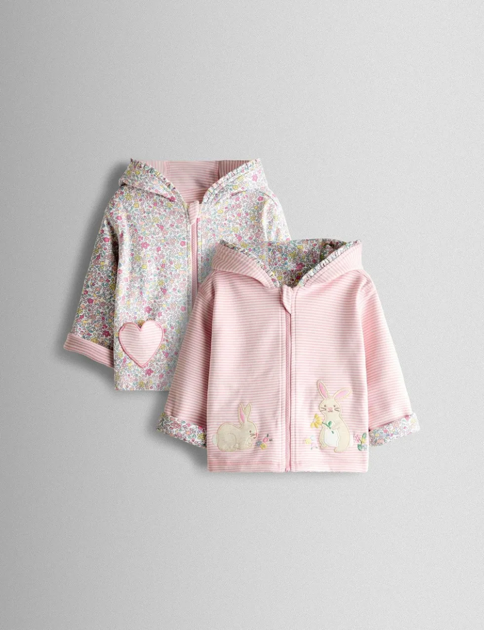 Pure Cotton Reversible Floral Bunny Hoodie (6 Mths - 7 Yrs)