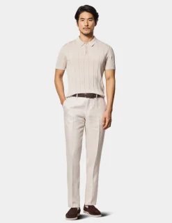 Pure Cotton Rib Knitted Polo Shirt
