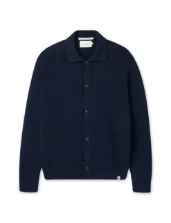 Pure Cotton Ribbed Collared Neck Cardigan