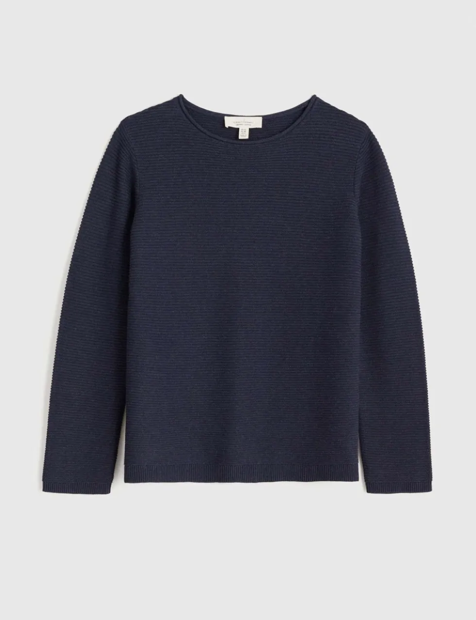 Pure Cotton Ribbed Crew Neck Relaxed Jumper