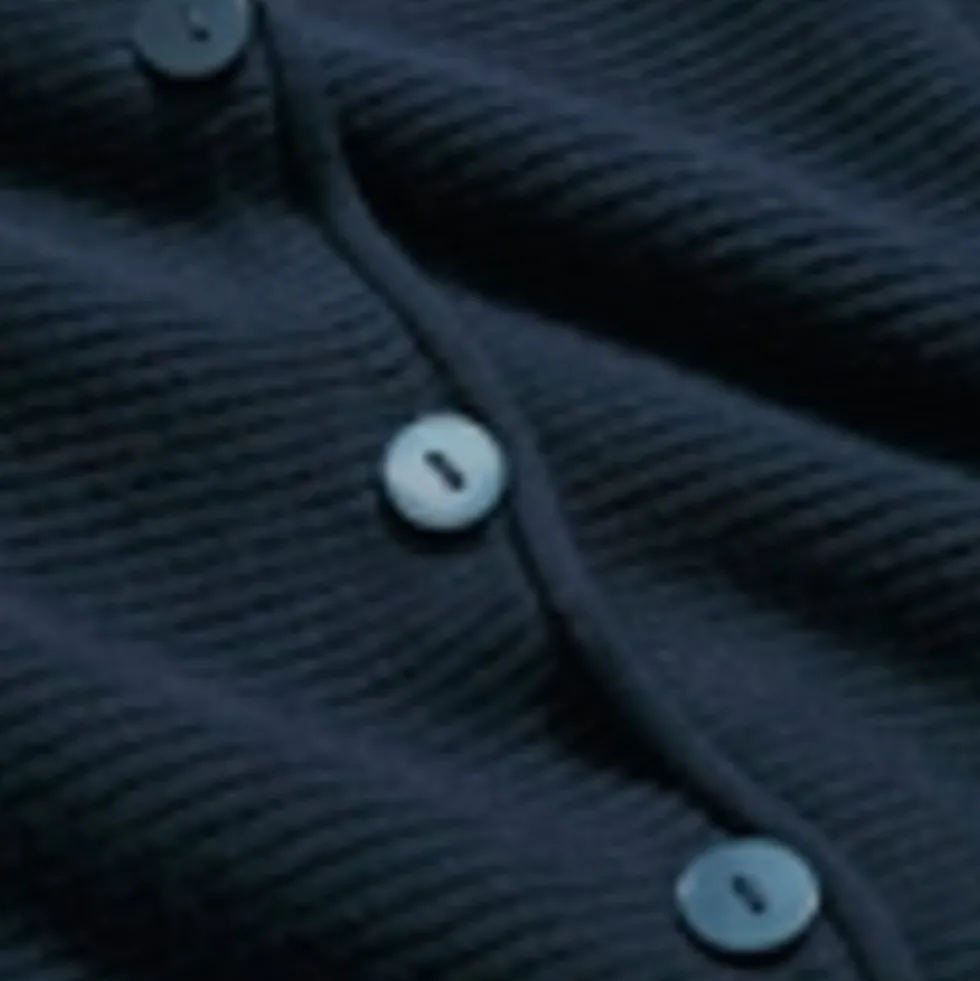 Pure Cotton Ribbed Crew Neck Cardigan