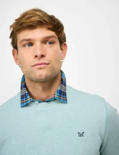 Pure Cotton Ribbed Crew Neck Jumper