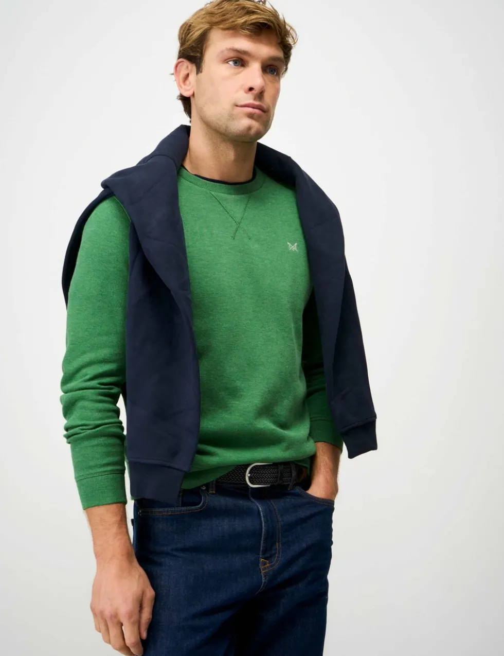Pure Cotton Ribbed Crew Neck Jumper