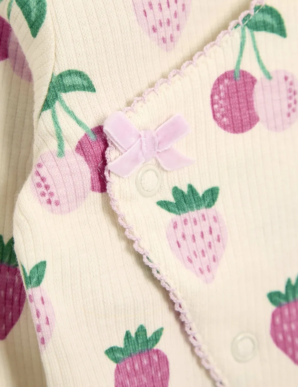 Pure Cotton Ribbed Fruit Sleepsuit (0-12 Mths)