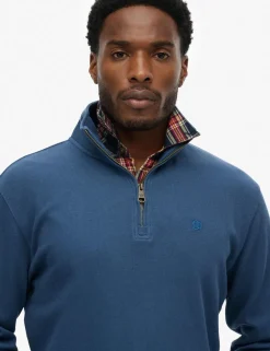 Pure Cotton Ribbed Half Zip Jumper