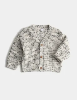 Pure Cotton Ribbed Knitted Cardigan (0-6 Yrs)