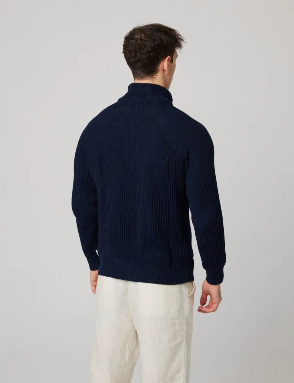 Pure Cotton Ribbed Quarter Zip Jumper