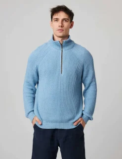 Pure Cotton Ribbed Quarter Zip Jumper
