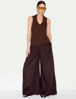 Pure Cotton Ribbed Scoop Neck Knitted Vest