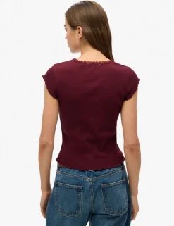 Pure Cotton Ribbed Square Neck T-Shirt