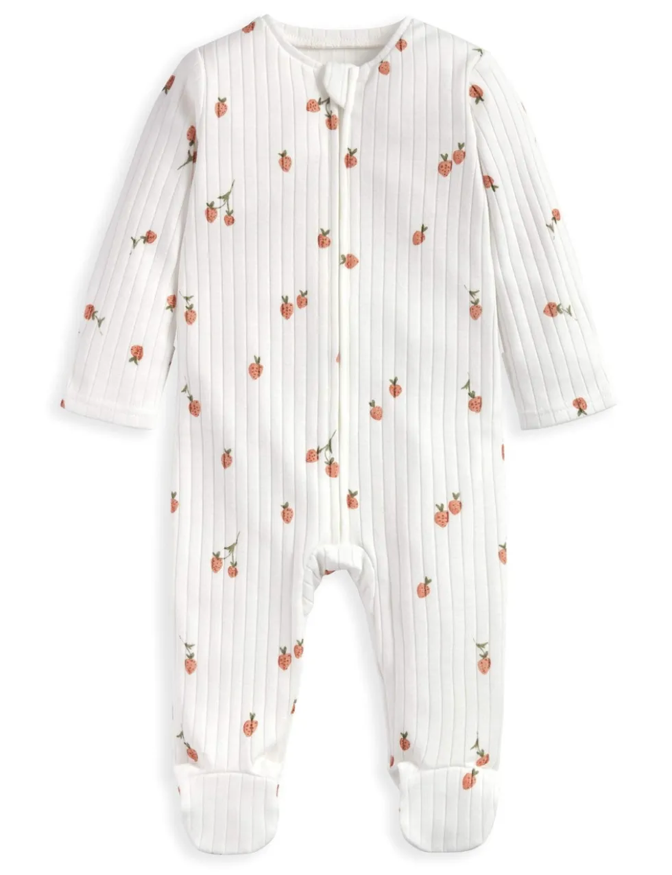 Pure Cotton Ribbed Strawberry Print Sleepsuit (6½lbs-12 Mths)