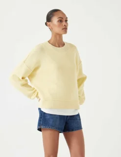 Pure Cotton Ribbed Textured Crew Neck Jumper