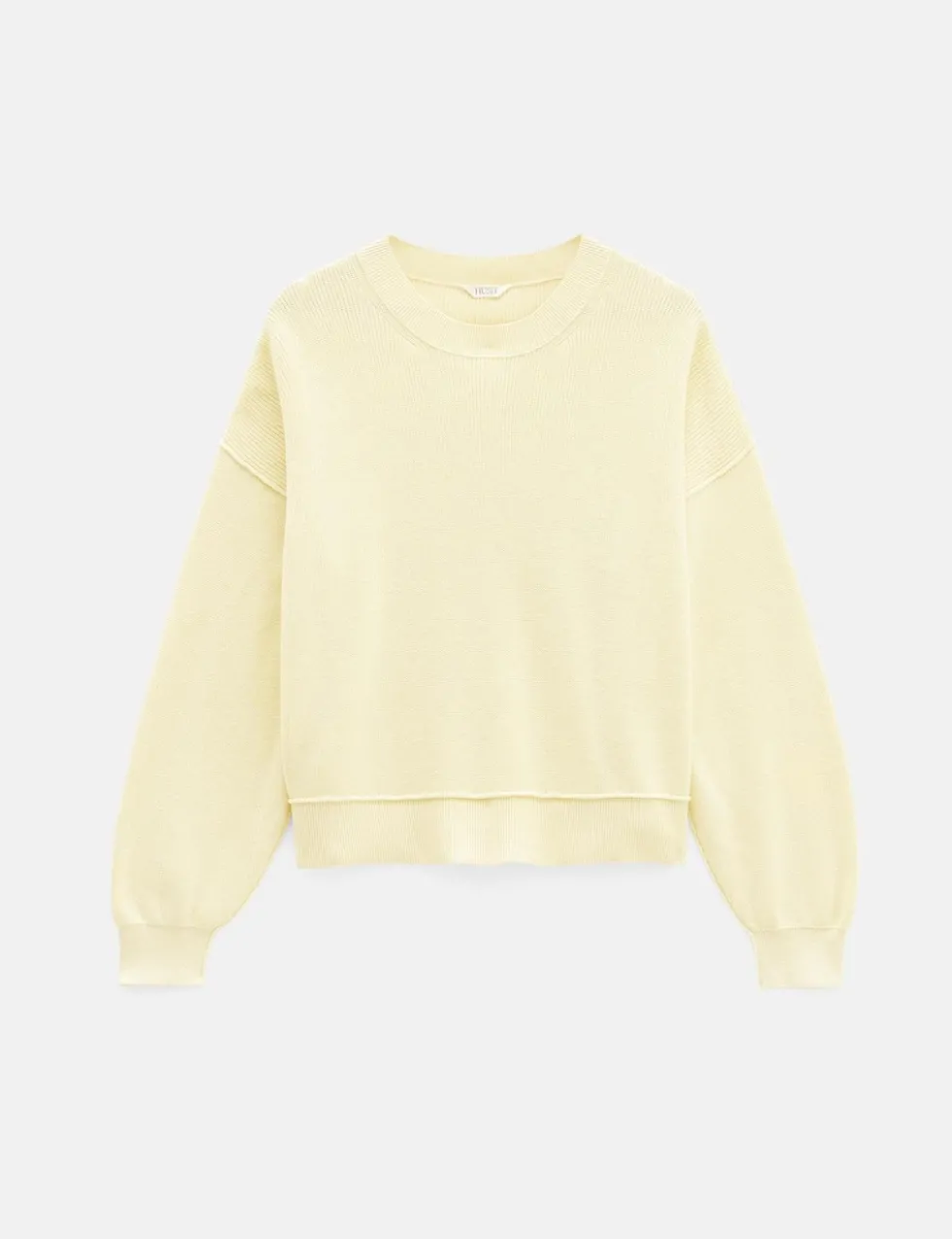 Pure Cotton Ribbed Textured Crew Neck Jumper