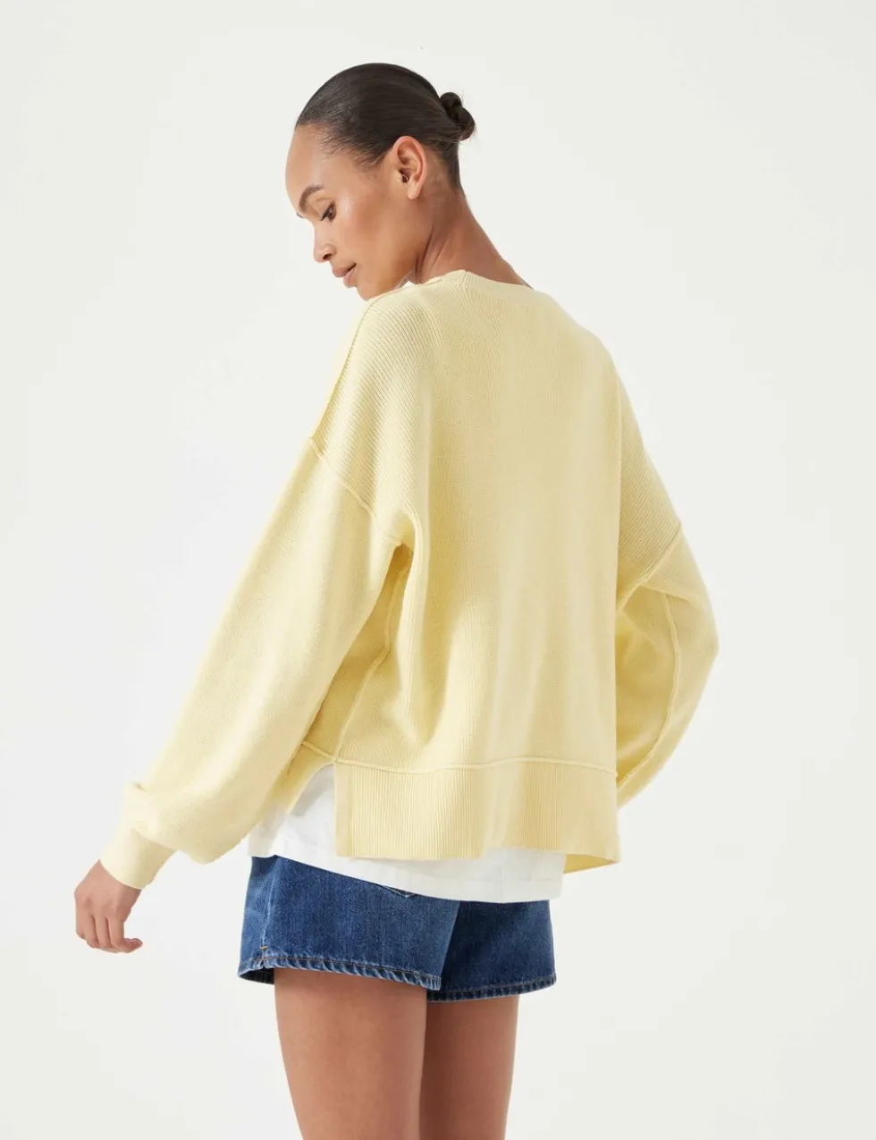 Pure Cotton Ribbed Textured Crew Neck Jumper