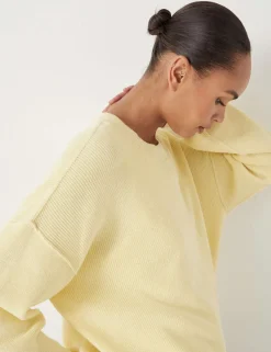 Pure Cotton Ribbed Textured Crew Neck Jumper