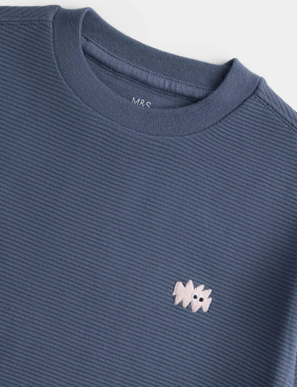 Pure Cotton Ribbed T-Shirt (2-8 Yrs)