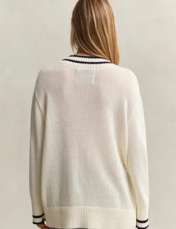 Pure Cotton Ribbed V-Neck Jumper
