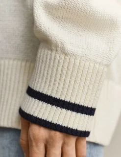Pure Cotton Ribbed V-Neck Jumper