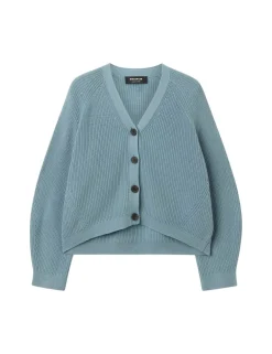 Pure Cotton Ribbed V-Neck Cardigan