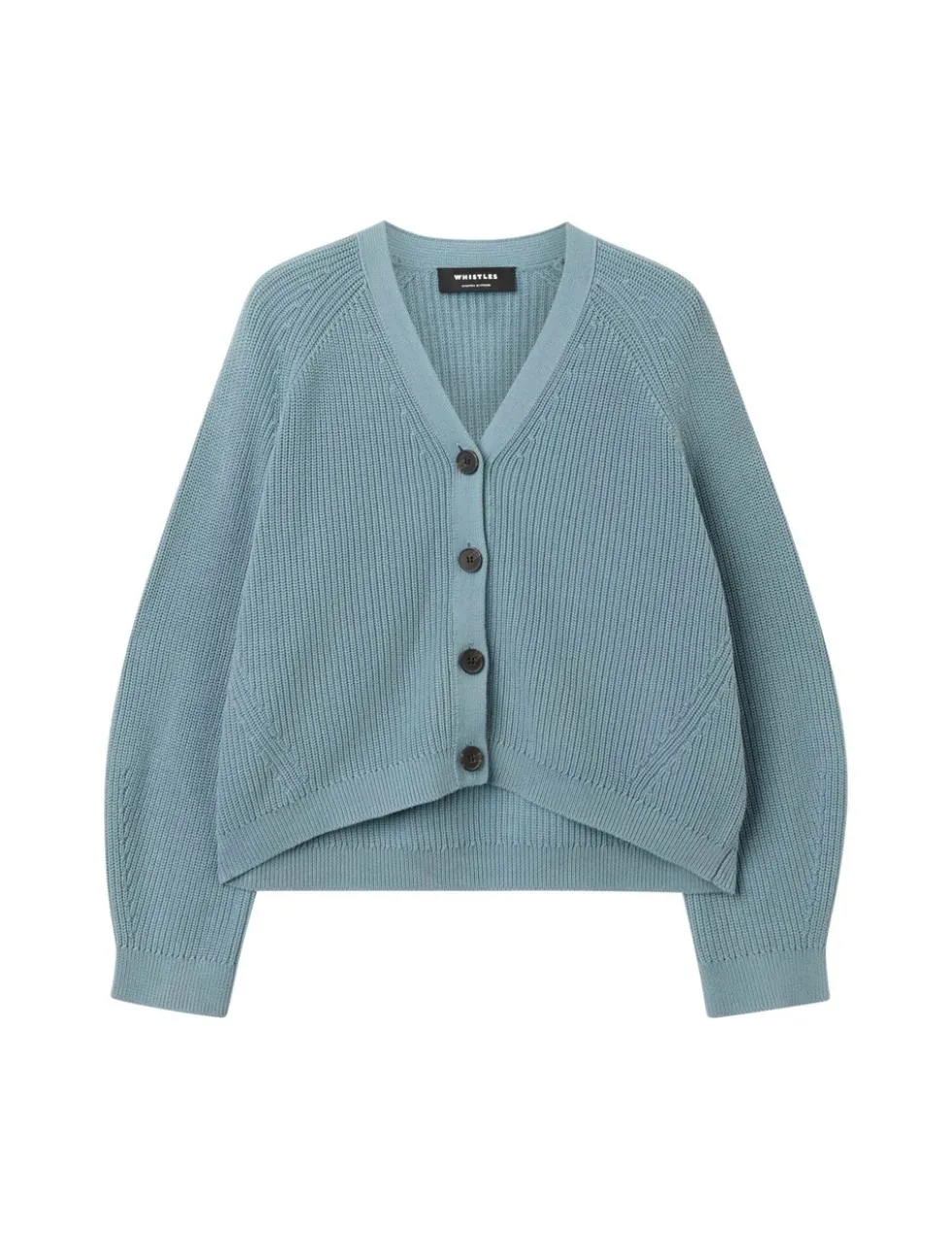 Pure Cotton Ribbed V-Neck Cardigan