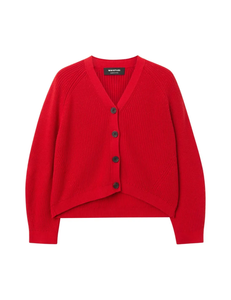 Pure Cotton Ribbed V-Neck Cardigan