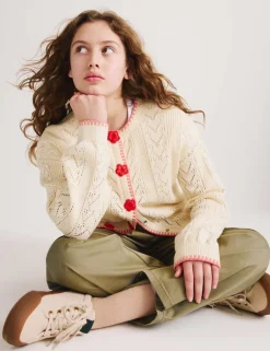Pure Cotton Rose Cardigan (6-16 Yrs)