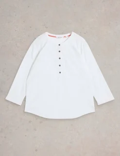 Pure Cotton Round Neck Button Detail Shirt
