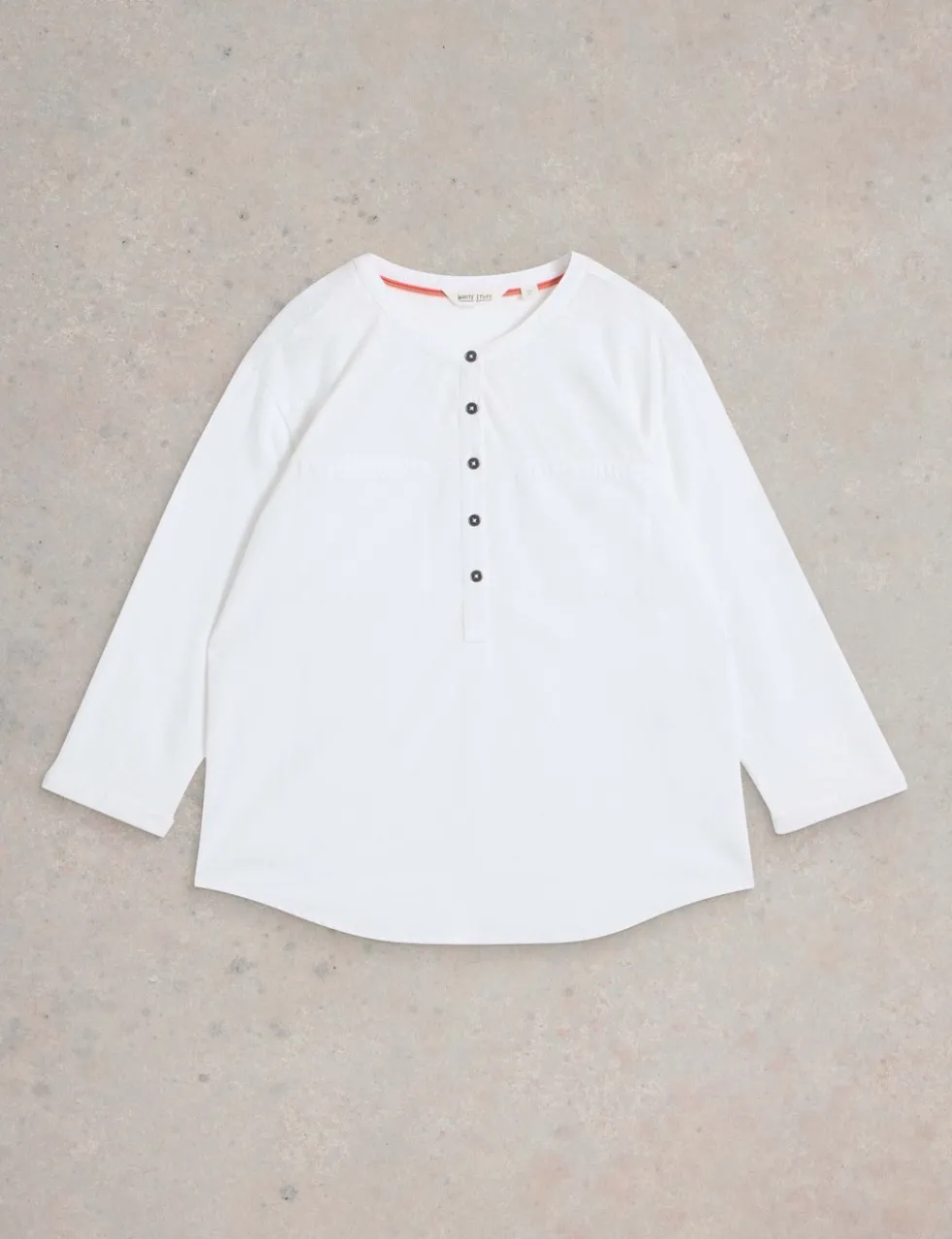 Pure Cotton Round Neck Button Detail Shirt