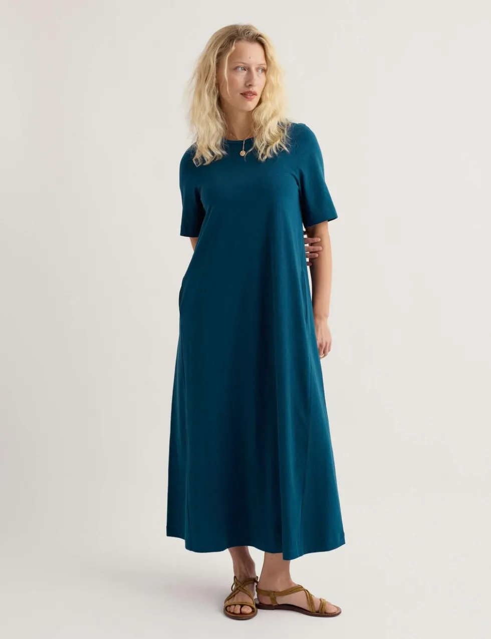 Pure Cotton Round Neck Maxi Dress