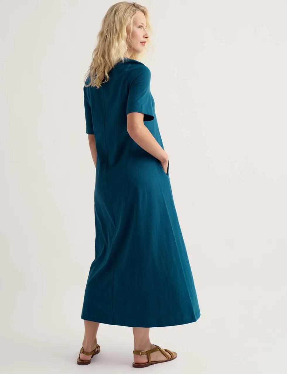 Pure Cotton Round Neck Maxi Dress