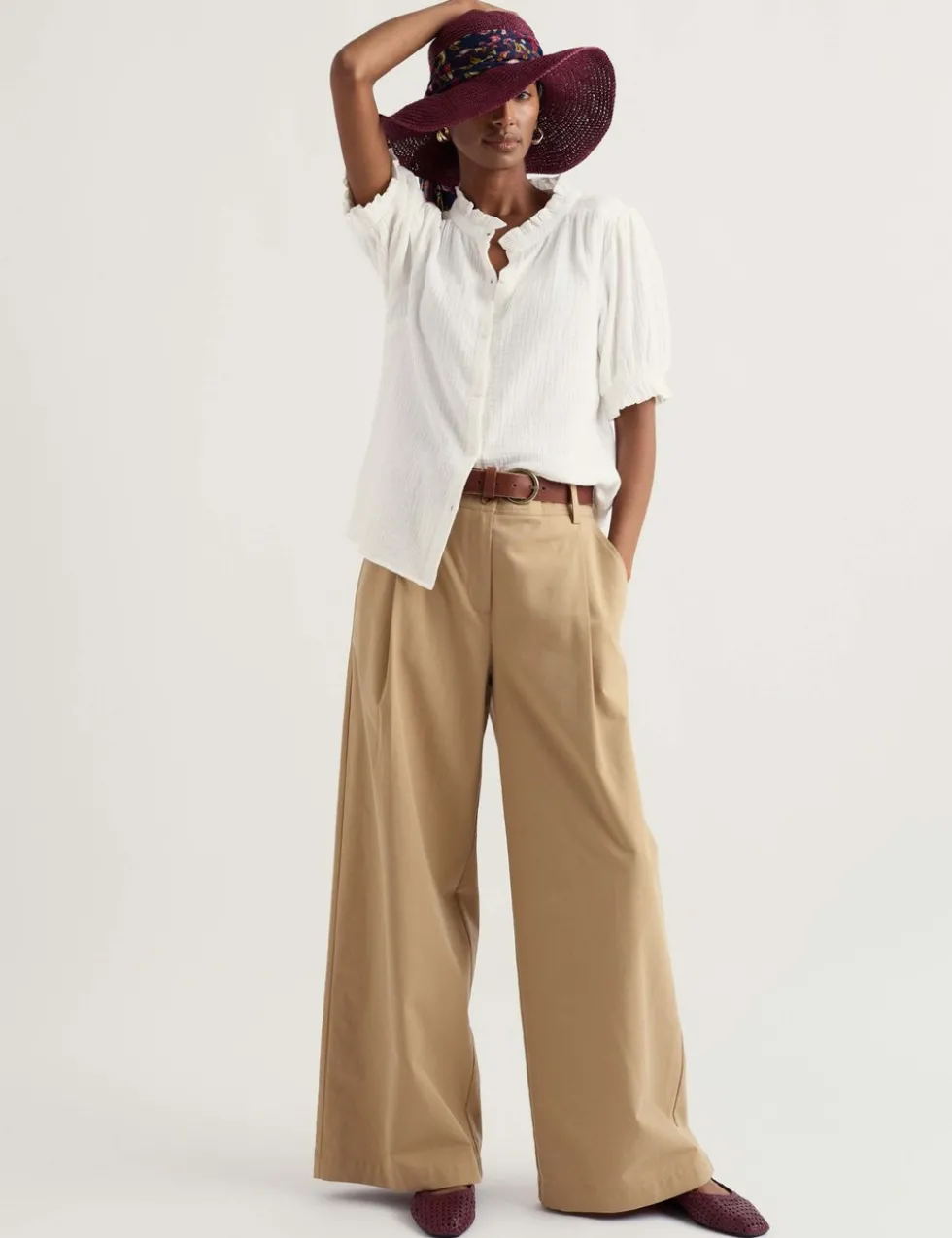 Pure Cotton Round Neck Relaxed Blouse