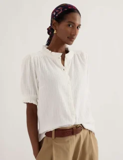 Pure Cotton Round Neck Relaxed Blouse