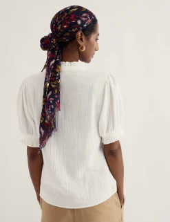 Pure Cotton Round Neck Relaxed Blouse