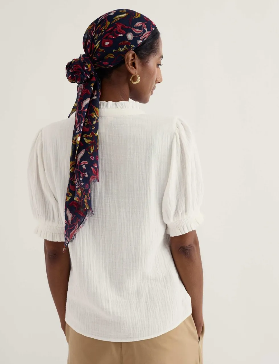 Pure Cotton Round Neck Relaxed Blouse