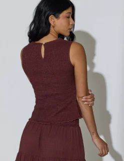 Pure Cotton Round Neck Shirred Vest Top