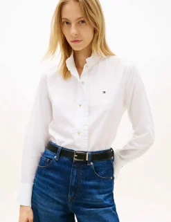 Pure Cotton Ruffle High Neck Shirt