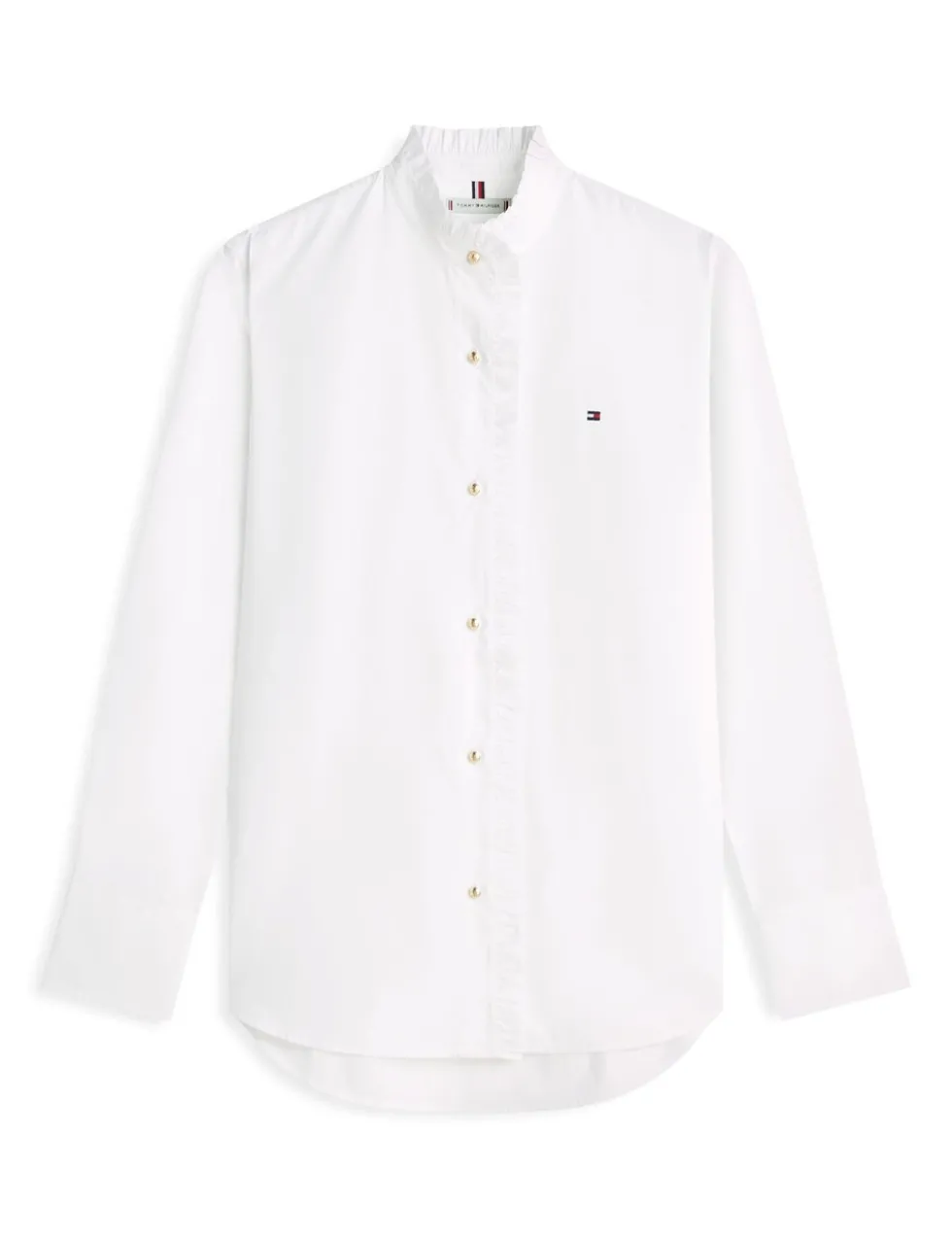 Pure Cotton Ruffle High Neck Shirt
