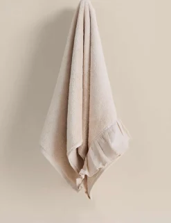 Pure Cotton Ruffle Towel with Linen Border