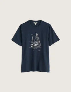 Pure Cotton Sailboat Graphic T-Shirt