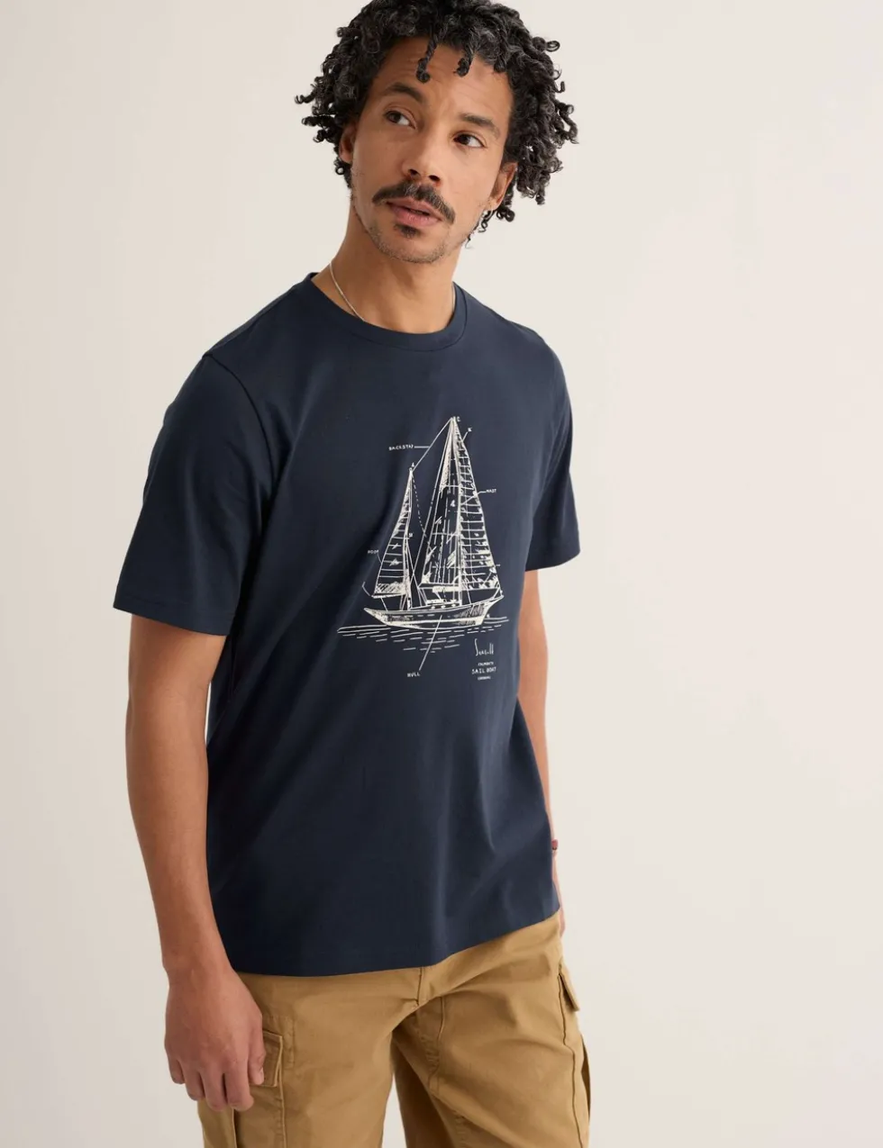 Pure Cotton Sailboat Graphic T-Shirt