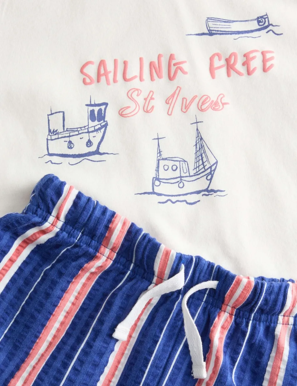 Pure Cotton Sailing Graphic Pyjamas (1-8 Yrs)