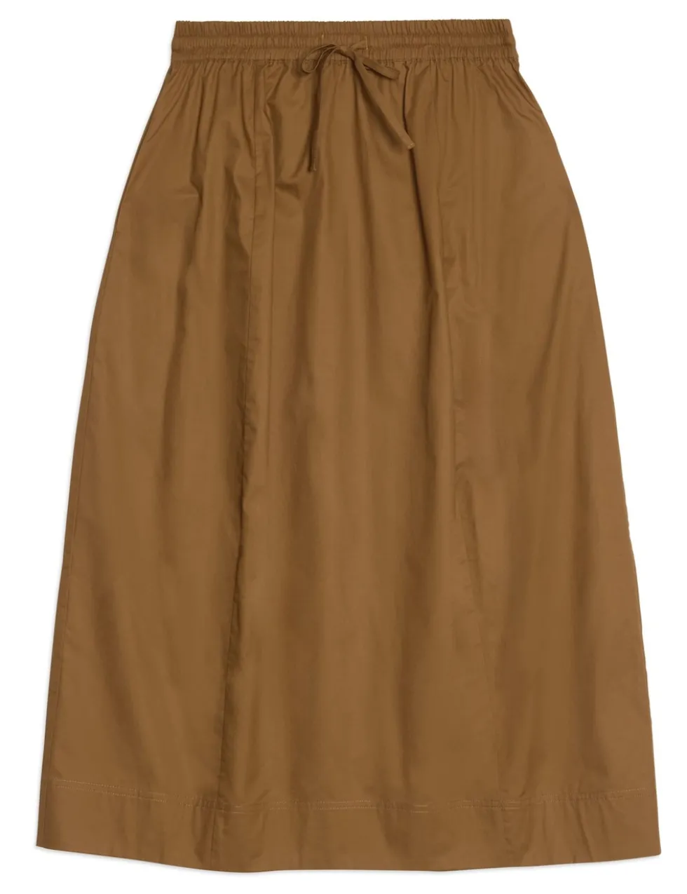 Pure Cotton Sateen Drawstring Midi Skirt