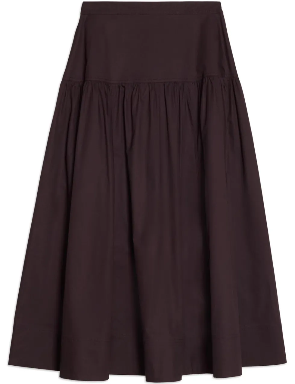 Pure Cotton Sateen Midi A-Line Skirt