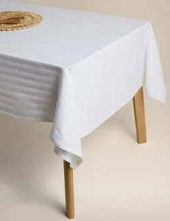 Pure Cotton Sateen Striped Tablecloth