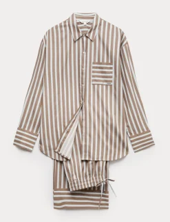 Pure Cotton Sateen Striped Pyjama Set