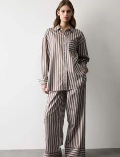 Pure Cotton Sateen Striped Pyjama Set