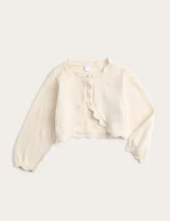 Pure Cotton Scallop Edge Cardigan (0-3 Yrs)