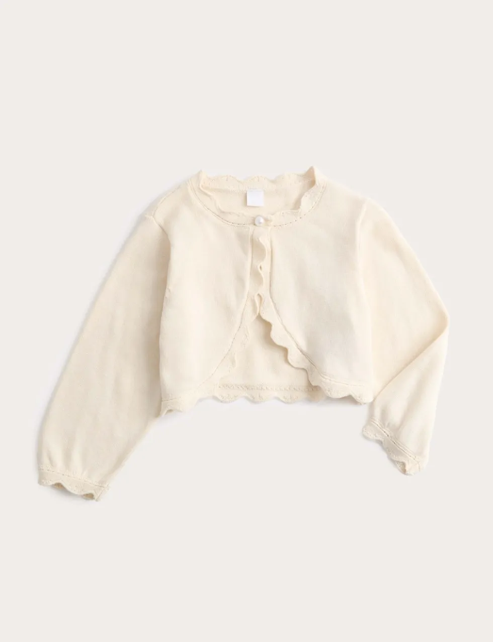Pure Cotton Scallop Edge Cardigan (0-3 Yrs)