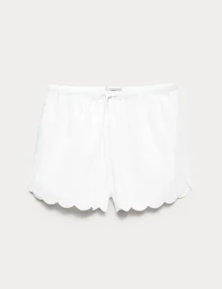 Pure Cotton Scallop Hem Shorts