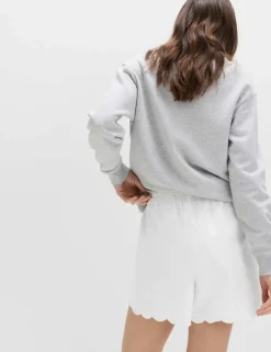 Pure Cotton Scallop Hem Shorts
